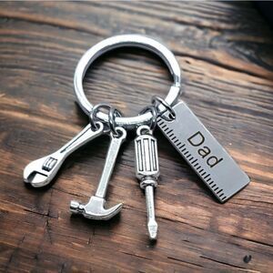 Handyman Tools Keychain Keyring Screwdriver Hammer Wrench Ruler Dad Gift